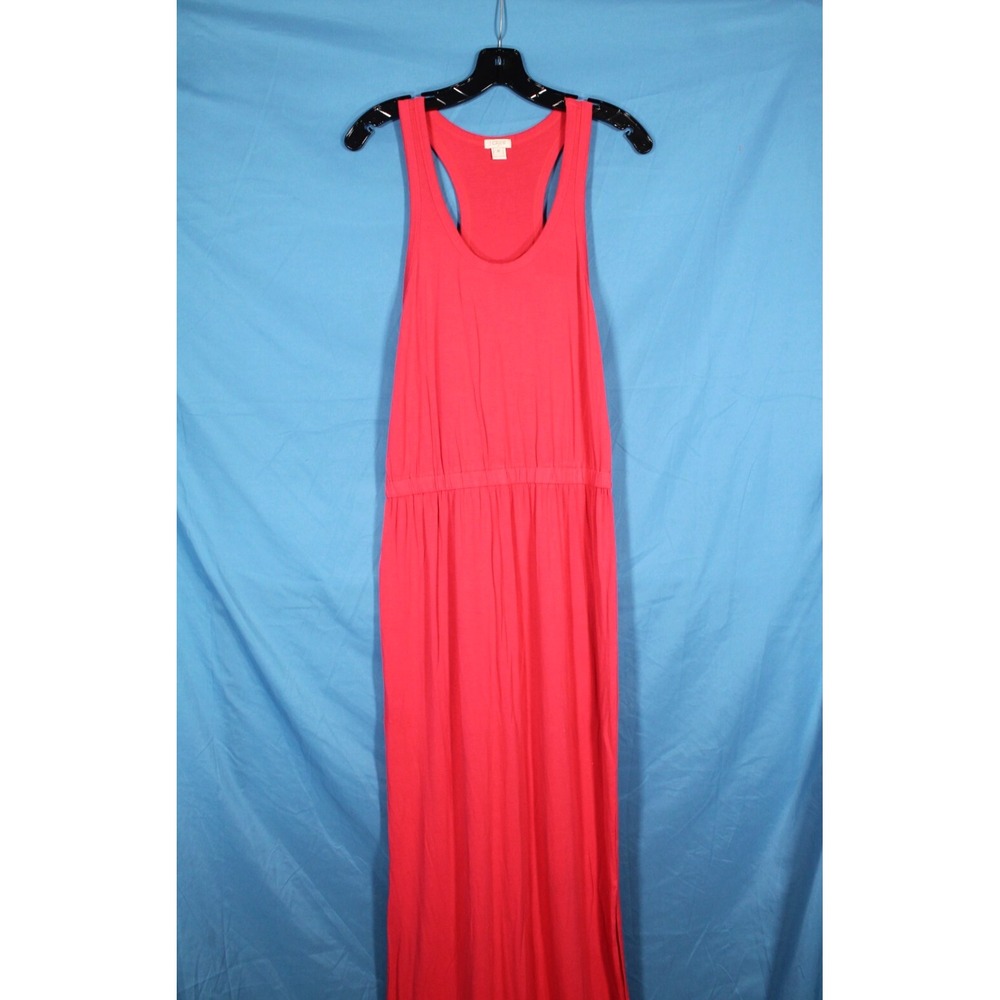 J. JILL Soft Knit CORAL PINK Sleeveless ELASTIC WAISTLINE Maxi Tank Dress Sz M